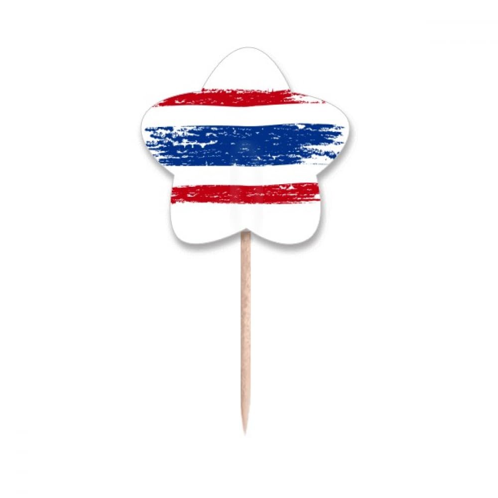 Illustration aquarelle drapeau Thaïlande sur pics en bois pour cupcake chic