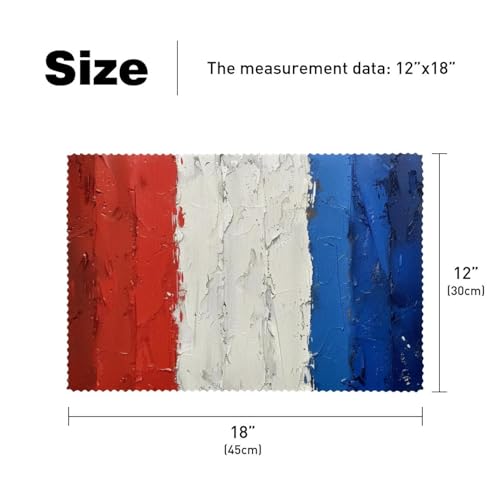 Sets de table antidérapants peints rayures rouges blanches bleues 30x45 - 6