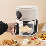 Mini Air Fryer, Glass Air Fryer, 360° Viewable, 1200W Small Compact Size for 2 People, 8 Presets, Digital Touchscreen, Non-Stick & Dishwasher Safe Basket