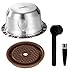 XIHIRCD Cápsulas Reutilizables para Cafetera Nespresso Vertuo, Juego de Cápsulas Café Rellenables Acero Inoxidable 80 ml con Tapa de Silicona Cuchara y Cepillo Accesorios Café para Nespresso
