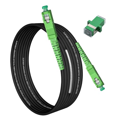 Armored SC/APC to SC/APC Fiber Optic Internet Cable 3.0mm G657A2, Pet-Proof Crush-Resistant OS1/OS2...