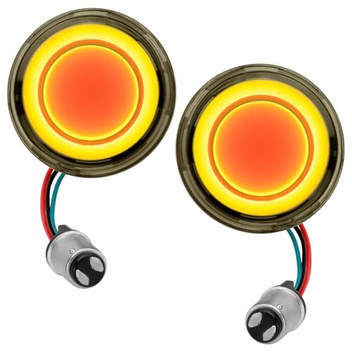 VG MOTO Motorcycle 1157 LED Turn Signal Light Front Rear Turn Signals 2 Inch Bullet Smoked Lens Compatible with Harley Softail Touring Dyna Fat Boy Sportster Road King Street Glide Electra Glide by VG MOTO - Used condition - CA$23.03