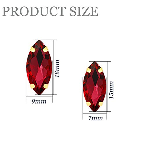 50Pcs Sew On Rhinestones 7X15 Mm Flatback Glass Rhinestones Horse Eye Rhinestones With Gold Claw For Diy Crafts Clothes Bag Shoes,Clear #TOP1
