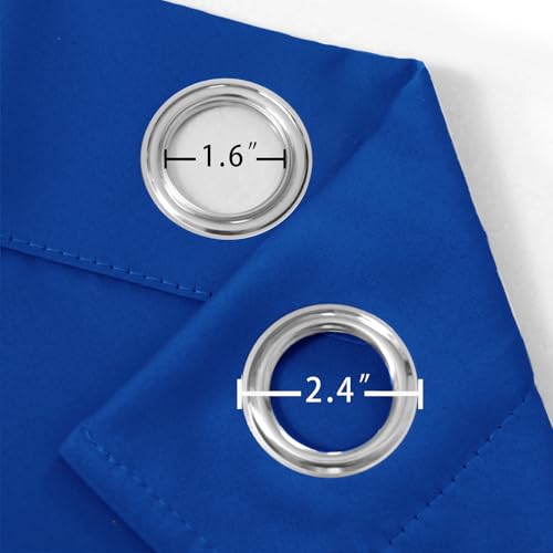 Image of LEMOMO Blackout Curtains 66 x 54 Inch Long Royal Blue Curtains Set of 2 Panels Room Darkening Curtains for Bedroom and Living Room