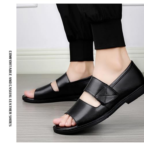 Men's Leather Sandals with Hook Loop Non-Slip Breathable Open Toe Water Shoes for Beach Walking Swimming Quick-Dry Non-Slip Flat Sole Business Casual Fisherman Sandals3