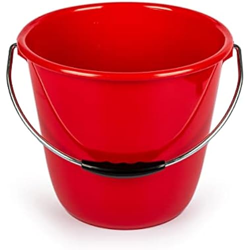 Consolidated Plastics 10 Liter Food Safe Bucket with Metal Handle, Swiss Made, Sturdy & Easy to Clean (Red)
