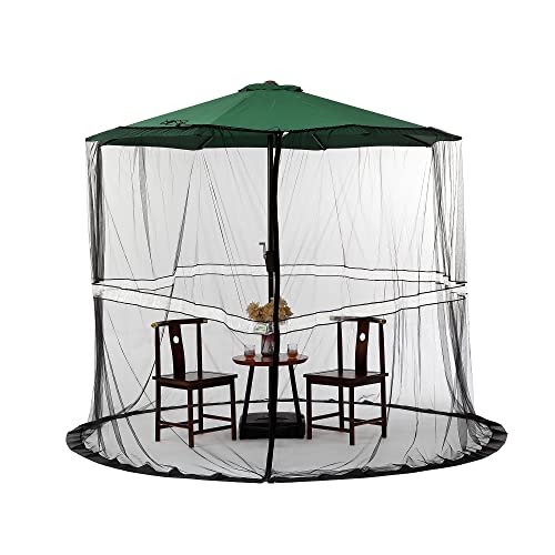 Sparkle Race Patio Umbrella Mosquito Net W/Led, Patio Mosquito Netting For Cantilever Umbrella, Black Mosquito Netting Offset Umbrella Outdoor Patio Screen For 8-10’ Deck Table Umbrellas Outside Tent #TOP4