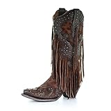 CORRAL Women's A3618 13' Leopard Stud and Fringe Snip...