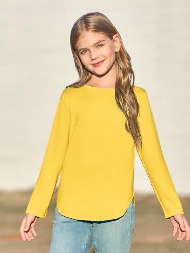 Image of Haloumoning Girls Long Sleeve T Shirts Kids Crewneck Tops 5-14 Years