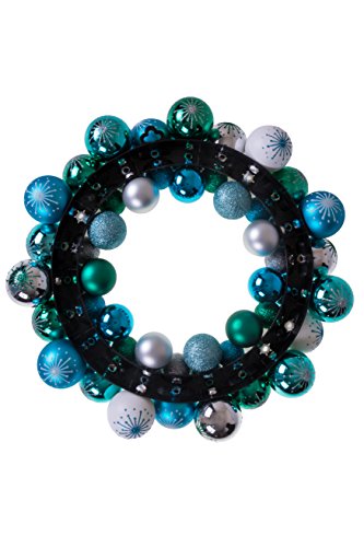 Clever Creations 13 Inch Artificial Christmas Wreath For Front Door Decor, Indoor And Outdoor Holiday Hanging Decoration, Blue And Silver Bulbs #TOP2