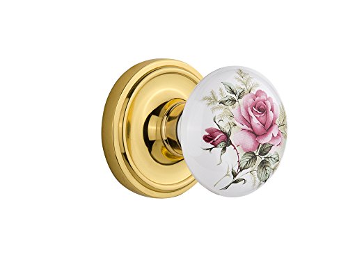 Flash Deals - 70% OFF Nostalgic Warehouse Classic Rosette with Rose Porcelain Door Knob, Single Dummy, Unlacquered Brass