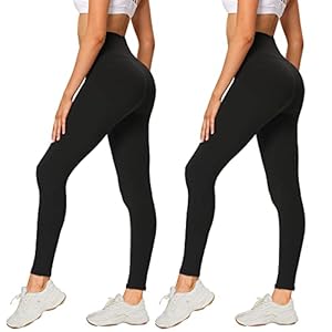 2er Pack Leggings für Damen High Waist Leggins Blickdicht Elastische Bauchweg Hosen Weiche Sporthose für Yoga Fitness Outdoor Freizeit