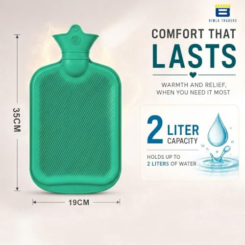 Image of Btag Hot Water Bag (2Ltr) for Pain Relief | Non-Electric Rubber Heating Bottle Period Cramps, Body Aches | Long Heat Retention | Wide Mouth with Leak Proof Cap & Skin Friendly Material (Turquoise)