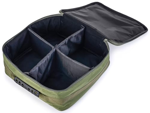 Conskyee Fishing Reel Case, Portable Fishing Gear Accessories Tackle Storage Bag for Spinning Baitcasting Fly Reels, Oxford Cloth Square Cover (Army Green) - Thumbnail 4