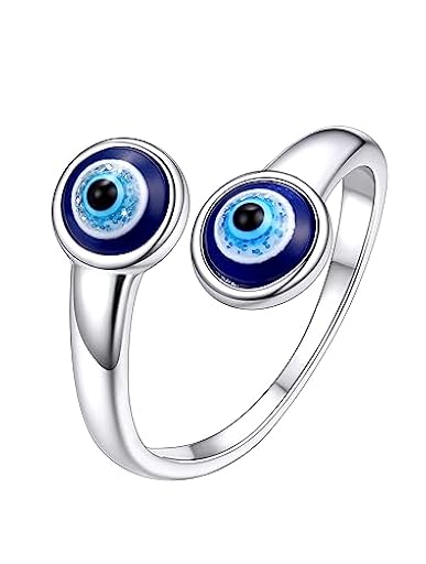 Supcare Anillo Ojo Turco Mujer Plata de Ley 925 Anillo Ajustable Abierto Dedo Pulgar Medio Anular Anillo Ojo Diablo Protección Anillo Mal de Ojo Azul | Ya disponible en tu tienda friki favorita! En mundofriki.es!