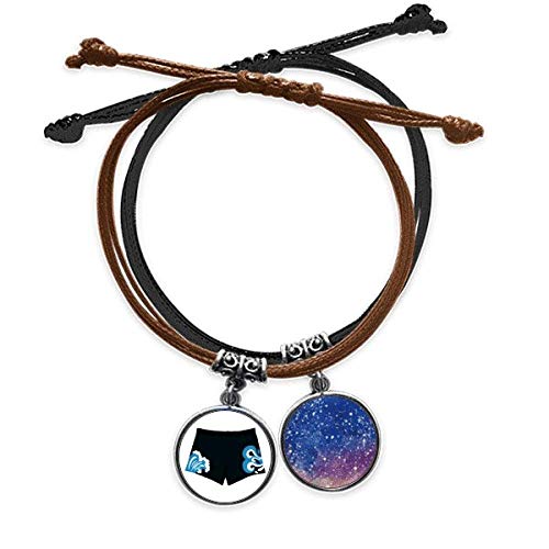 Bracelet corde et cuir noir avec étoile et schéma pour style urbain décontracté
