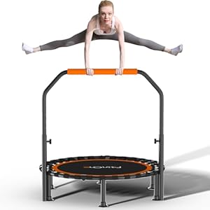 40″/48″ Foldable Mini Trampoline Load 330lbs, Portable Exercise Rebounder with Durable Bungee Band, Fitness Trampoline for Adults and Kids