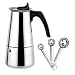 Stovetop Espresso Moka Pot Coffee Maker - 3 Pcs Coffee Scoops - Stainless Steel - 200ml/7oz/4 Cup (1 Cup=50ml)