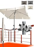 4smile Sonnenschirm Balkon SunnyShade, 200 x 125 cm, Beige - UPF 50+ Sonnenschirm rechteckig als Sonnenschutz Balkon - SunnyGuy Balkon-Schirm mit Sonnenschirmhalter + Sonnenschirmhülle