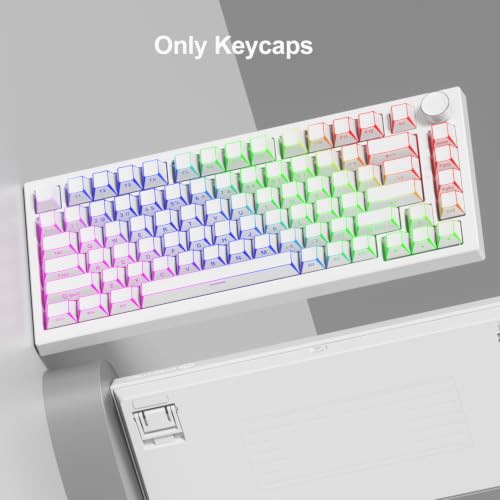 Image of Fogruaden PBT Keycaps Set, Cherry Profile Side Print Keycap for Mechanical Keyboard Keycaps(ZheYing-White)