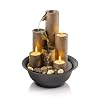 Alpine Corporation WCT202 Indoor Tabletop Tiered Water Fountain Featuring 3 Candles for Desktop and Table 11 Brown
