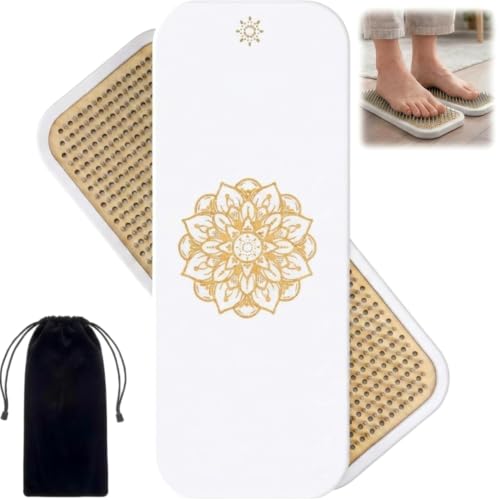 Teyva Daily Sadhu Board Specially Crafted Aluminum Nails 0.31in(8mm) Wooden Nail Board for Acupressure and Meditation Acupuncture Foot Massage Yoga Gift White
