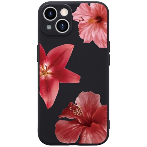 Coque de téléphone pour iPhone 14 silicone liquide motif fleurs lys