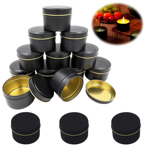 HJYDGJ Tarros vacíos con tapa, 15 tarros de velas vacíos con tapa, latas vacías para velas, tapas de rosca, latas de metal de 50 x 40 mm para velas artesanales, joyas, fabricación de velas