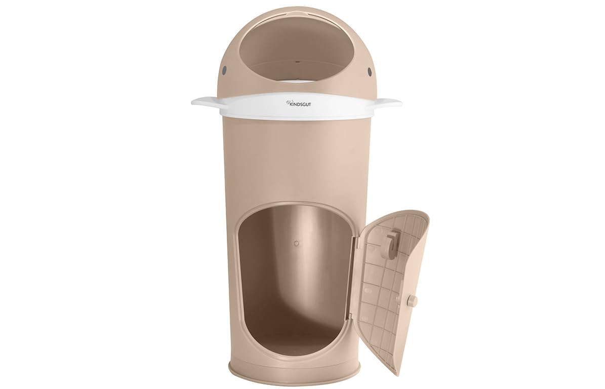 Kindsgut cestino per pannolini balena sabbia incl. foglio tubolare, antiodore grazie al doppio sportello antiodore, facile da pulire, materiali ecocompatibili, bellissimo design a balena