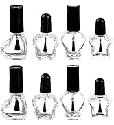 RMISODO 12 Pieces 5ml Glass Nail Polish Bottles, Refillable Nail Polish Clear Bottles, Heart Star...