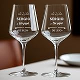 Transparent Gift Copa de Vino para Papá con Nombre y Texto Personalizado. Copas de Cristal Grabadas. Copas para Día del Padre. Regalo Personalizado para Ocasiones Especiales.