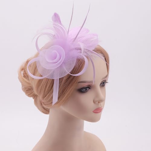 Image of DRESHOW Fascinators Hats for Women Tea Party Fascinator Hats Vintage 50s Headwear Cocktail Wedding Church Derby Hat
