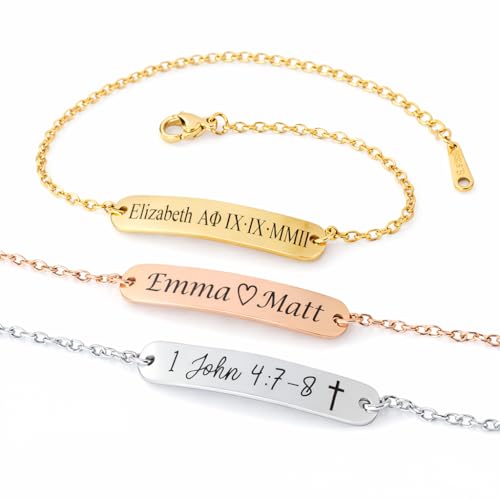Personalized Custom Engraved Bar ID Bracelet...