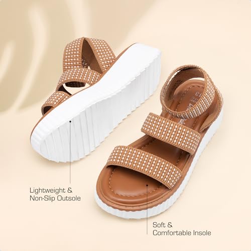 Image of DREAM PAIRS Girls Flatform Wedge Open Toe Platform Summer Sandals with Buckle Ankle Strap for Little Kid /Big Kid