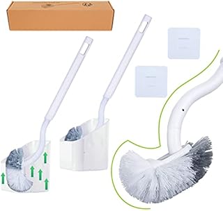 2 zestawy ulepszonej szczotki toaletowej, szczotka toaletowa z długim uchwytem, zestaw plastikowych szczotek toaletowych z mocnym włosiem, wąska, kompaktowa szczotka do muszli klozetowej - szczotka