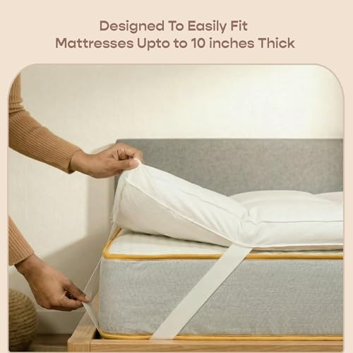 Image of SleepyCat Cotton Microfiber Soft Mattress Topper | Baffle Box Quilting 2 Inch Thickness & Breathable Fill Pefect for All Sleepers (King, 75X72 Incheswhite)