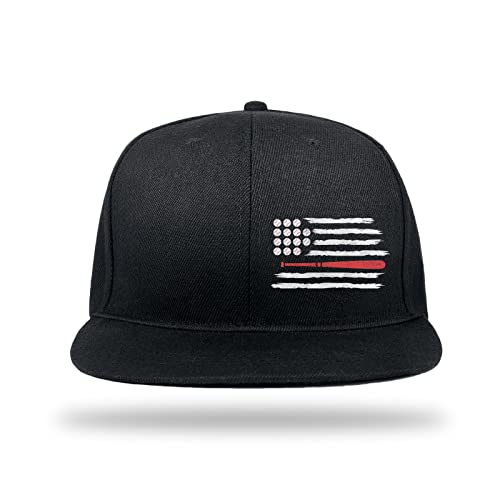 Negi Softball American Flag Fitted Hats For Women Flat Brim Hat Black Mens Flat Bill Hat Adjustable Unisex Snapback Hats Sports Baseball Cap For Men #TOP1