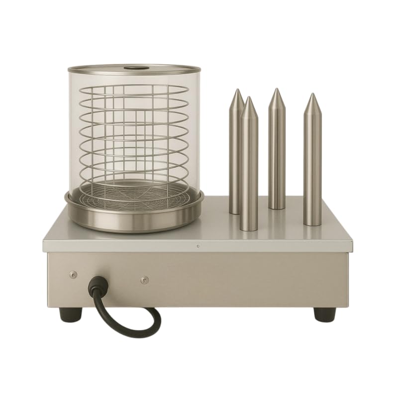 Appareil Hot-Dog Électrique 4 Plots - 800W - Chauffe-Saucisses + Chauffe-Pains - Inox Professionnel