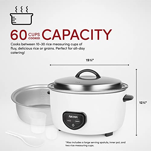Aroma Housewares Commercial 60-Cup (Cooked) / 14Qt. Rice & Grain Cooker (Arc-1430E), White #TOP3