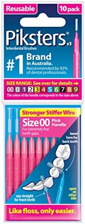 Piksters Interdental Brushes, Size 00, Pink Handle, 10 Pack