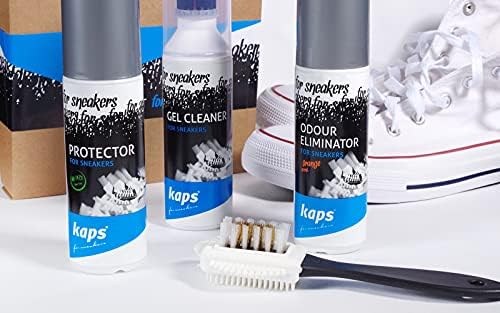 Kaps 4 Sneakers Shoe Care Cleaning Kit - Sneakers Gel Cleaner, Water Repellent Protector Spray, Odour Eliminator 100 ml, Nubuck and Suede Brush  Suitable for Trainer, Suede, Leather, and Nubuck Shoes