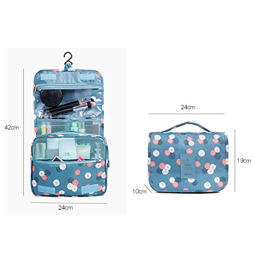 Necessaire de Viagem Portátil, Bolsos Internos, Fecho com Zíper, Gancho para Pendurar, Material Resi