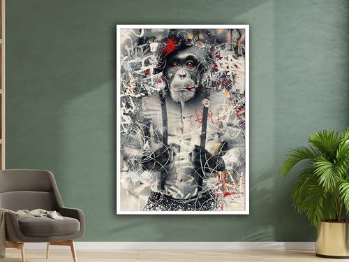 Tableau sur toile singe graffiti 60x80cm pour déco salon