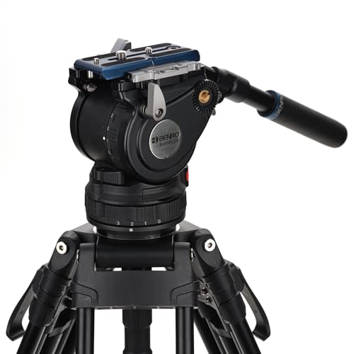 Benro Lightning Lock Aluminum Video Tripod Kit with 75 mm Bowl, Flip-Lock Legs, Mid-Level Spreader & BV6H Plus Video Head (A673LLBV6HPLUS)