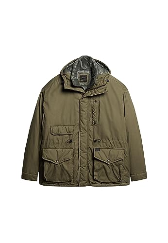 Image of Superdry HOODED COTTON LINED JACKET M5011726A Khaki Size XL, Khaki, XL