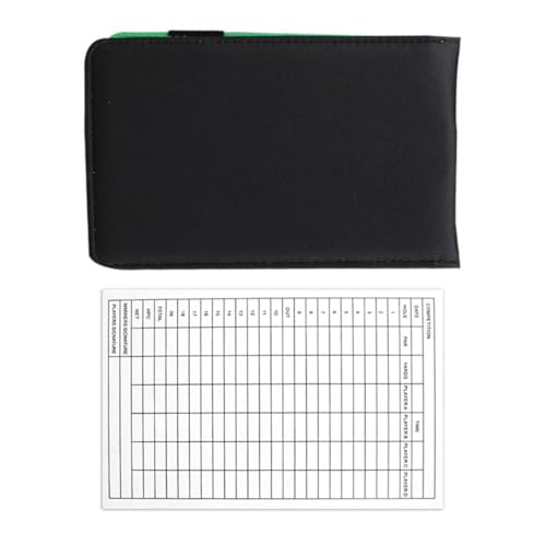 RUNROTOO Golf Scorebook Tragbares PU Leder Schwarz mit Einzelblattkarten und Schutz vor Schweiß Praktisches Golf Zubehör für Golfspieler