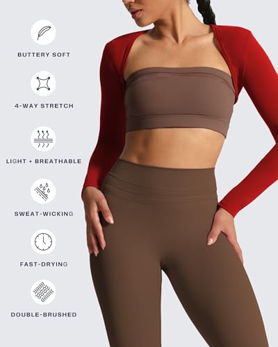 Image of Aoxjox Women's Lexi Lined Bolero Shrug | workout long sleeve,waist-defining cropped fit,open front cardigan,buttery soft fabric,layering,yoga,gym,daily wear