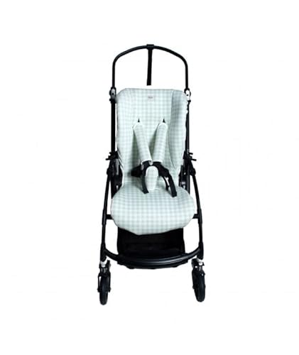FUN*DAS BCN Colchoneta para Silla de Paseo Compatible Bugaboo Bee 3 ®, Bee 5 ® y Bee 6 ® (Green Vichy)