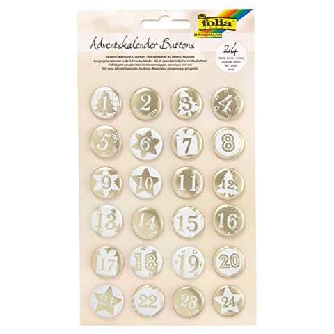 folia 1219 - Adventskalender Buttons, Perlmutt, 24 Stück, aus Metall Cover