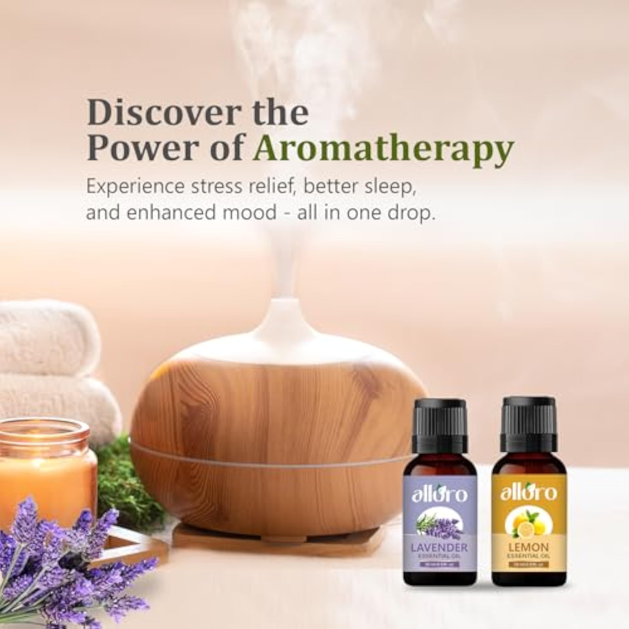 ALLORO Lavender & Lemon Essential Oil, Aroma Therapy